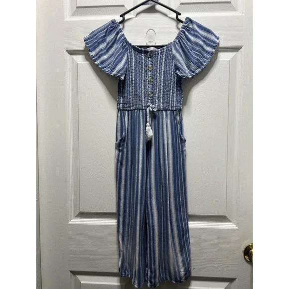 Japna Kids Girls One Piece Jumper Romper Size 10 Navy Blue & White - Picture 1 of 8